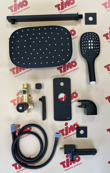 Душевая система встроенная с изливом Timo Helmi черный SX-4099/03SM